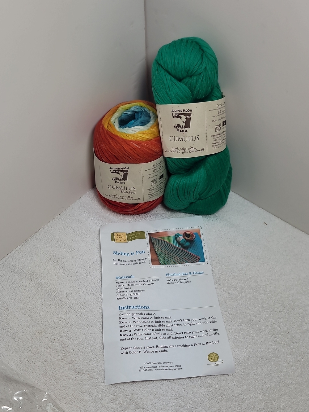 Juniper Moon Farm Cumulus Yarn - Teal & Multicolor Gradient Kit NWT